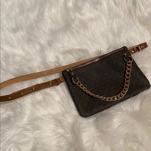 Michael kors leather and canvas fanny pack/belt purse